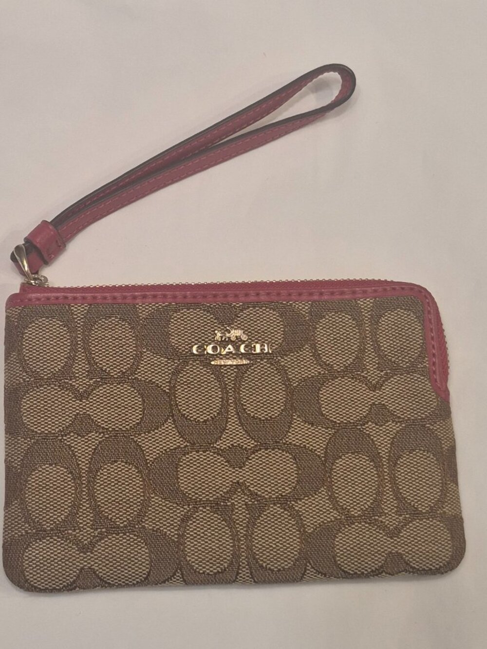 Coach Signature Khaki Logo Wristlet